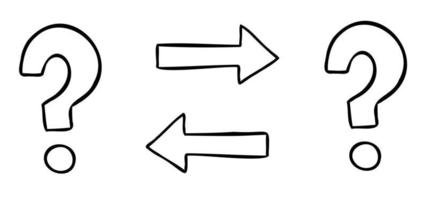 Cartoon Vector Illustration of Two Question Marks and Exchange