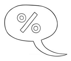 Cartoon Vector Illustration of Percentage in Speech Bubble