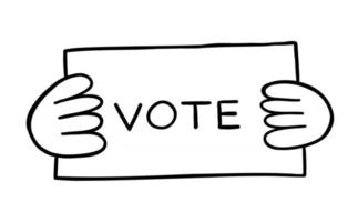 ilustración vectorial de dibujos animados de mano sosteniendo el voto vector