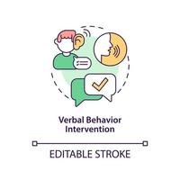 icono del concepto de intervención de comportamiento verbal. Ilustración de línea fina de idea abstracta de corrección de comportamiento autista. enseñanza de la comunicación, el lenguaje. dibujo de color de contorno aislado vectorial. trazo editable vector