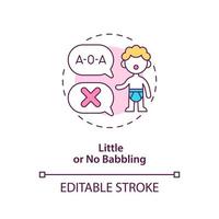 Little and no babbling concept icon. Autism sign in kids abstract idea thin line illustration. Delayed speech. Problems with making sounds kinds. Vector isolated outline color drawing. Editable stroke