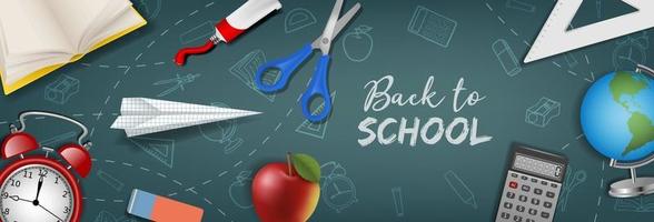 Free Vector  Realistic back to school background with school supplies