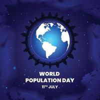 Poster of world population day with earth vector