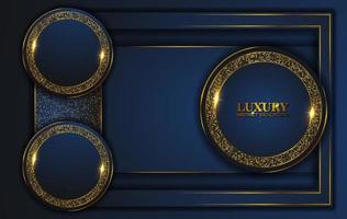 Luxury Abstract, 3d background with dark blue paper layers. Elegant decoration, Vector shape geometric, Golden Glittering, Glitter Gold, Sparkling background. Graphic design element.