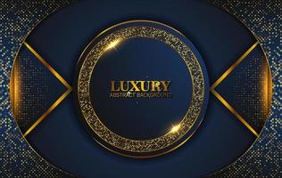 Luxury Abstract, 3d background with dark blue paper layers. Elegant decoration, Vector shape geometric, Golden Glittering.