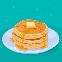 pancakes with butter and honey syrup vector