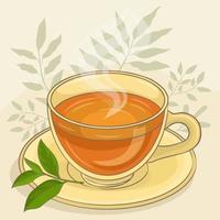 Glass cup of hot aromatic tea vector