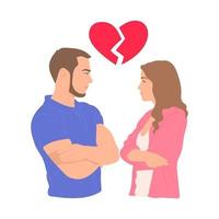 Angry couple with broke heart vector