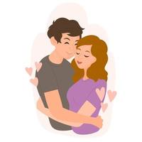 Couple looking to each other with love and tenderness. Romantic scene of people dating. vector