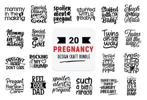 Craft design bundle with pregnancy lettering quotes. vector