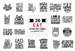 Craft design bundle with cat lettering quotes. vector