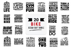 Craft design bundle with bike lettering quotes. vector