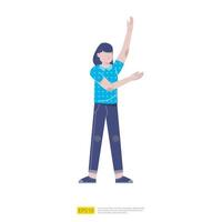 businesswoman or young woman worker character presentation pose with hand gesture in flat style isolated vector illustration