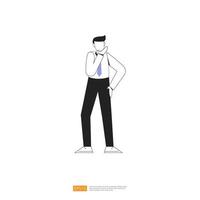 businessman or young man worker character pose with hand gesture in flat style isolated vector illustration