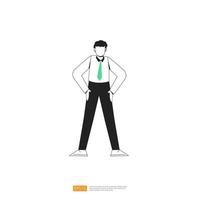 businessman or young man worker character pose with hand gesture in flat style isolated vector illustration