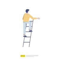 Businessman stepping up the stairs. Business career development illustration concept. Male climbing stairs to success and progress vector