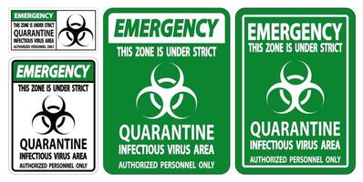 Signo de área de virus infeccioso de cuarentena de emergencia aislado sobre fondo blanco, ilustración vectorial eps.10 vector