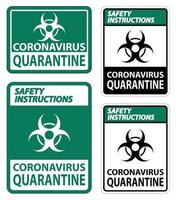 Safety Instructions Coronavirus Quarantine Sign Isolate On White Background,Vector Illustration EPS.10 vector