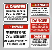 Danger Maintain Proper Social Distancing Sign Isolate On White Background,Vector Illustration EPS.10 vector