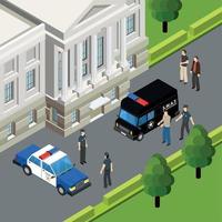 Law Justice Isometric Composition Vector Illustration