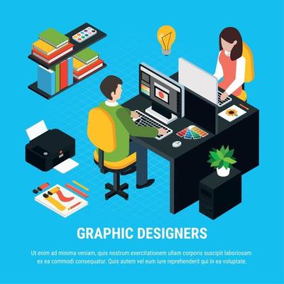 Graphic Design Isometric Concept Vector Illustration