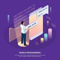 Ilustración de vector de fondo de programación independiente isométrica