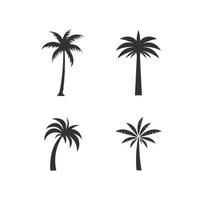 palmera verano logo plantilla puesta de sol playa océano y naturaleza vector