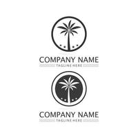 palmera verano logo plantilla puesta de sol playa océano y naturaleza vector