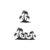 Palm tree summer logo template caribbean sunset beach and ocean wave tropical vector