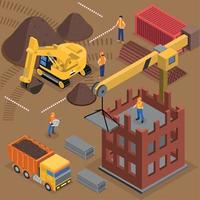 Building Crane Isometric Composition Vector Illustration