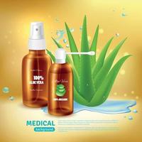 Aloe Medical Spray Background Vector Illustration