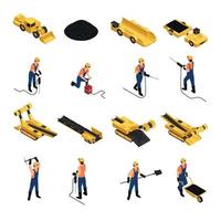 Coal Mining Isometric Icons Vector Illustration