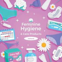 Ilustración de vector de marco plano de higiene femenina