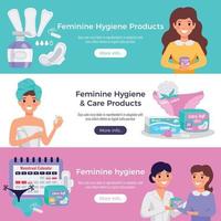 Feminine Hygiene Flat Banners Vector Illustration