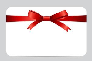 Gift Card with Read Ribbon and Bow. Vector illustration
