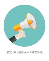 Social Media Marketing Icon. Hand with Megaphone Vector Illustr