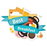 Best Breakfast Icon Background in Modern Flat Style Vector Illus