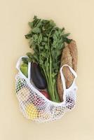 Food arrangement in reusable bag photo