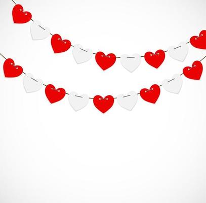 Party Background with Heart Shaped Flags Vector Illustration