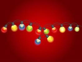 Multicolored Garland Lamp Bulbs Festive Vector Illustration
