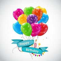 Happy Birthday Card Template with Balloons Vector Illustration