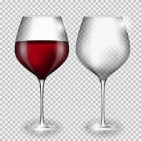 Full and Empty Glass of Wine vector