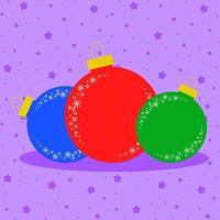 conjunto de colores planos de juguetes navideños aislados en forma de bolas. diseño simple para su procesamiento. vector