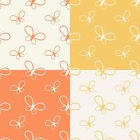 set of colored seamless pattern from silhouettes of butterflies against a light background. abstract vector art illustration