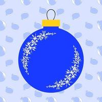 Flat insulated blue Christmas toy in the form of balls on a light background . Simple design for processing. vector