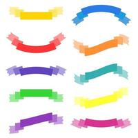 Set of isolated flat colored ribbons banners. On a white background. Suitable for the design vector