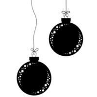 A set of flat black isolated silhouettes of Christmas toys in the form of balls. Simple design for processing. vector