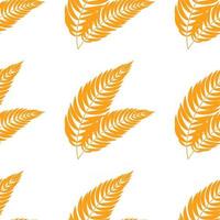 Color seamless pattern of flat abstract isolated orange leaf curving in different directions vector