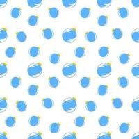 seamless pattern of blue christmas balls on white background vector