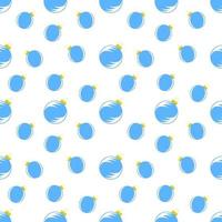 seamless pattern of blue christmas balls on white background vector